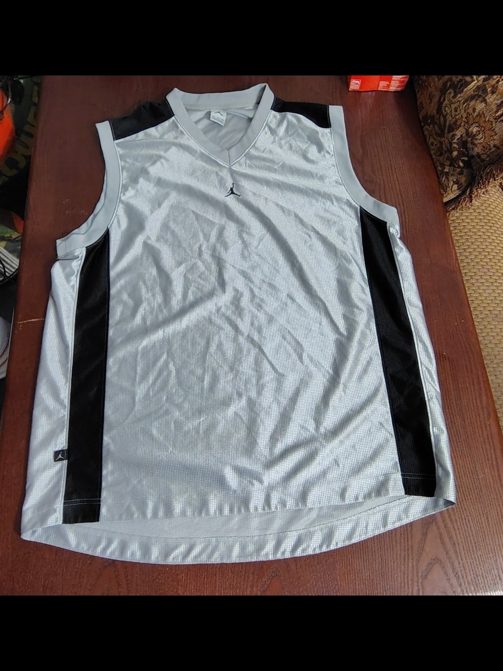 Jordan Men's Sleeveless Basketball Jersey - Gray with Black Panels